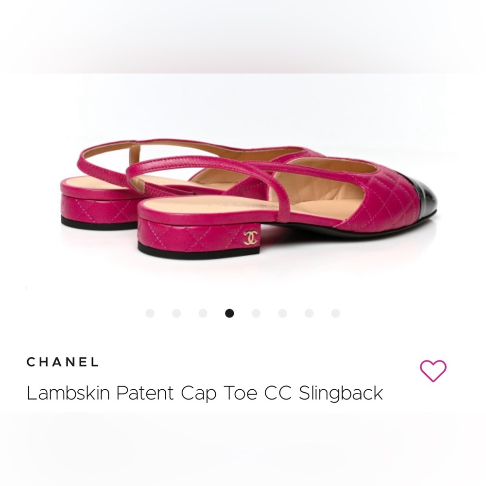 New CHANEL Fuchsia and Black Quilted Slingback Lambskin Flats 37/7 - Picture 6 of 16